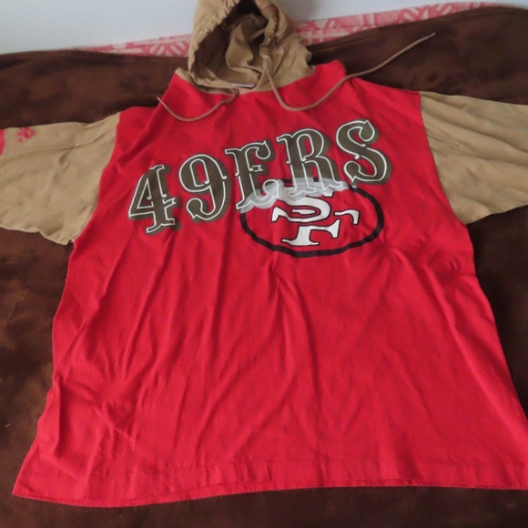 rare vintage san francisco 49ers hooded tshirt apex one made in usa L - Picture 1 of 6